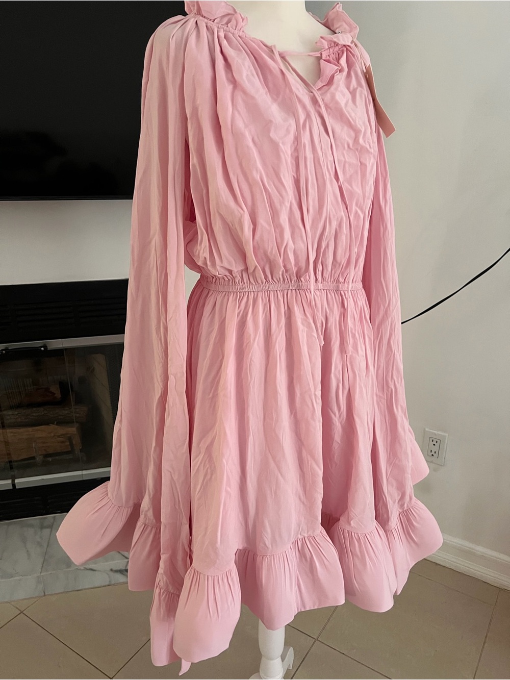 Women's Pink Mini Dress with Ruffle Hem